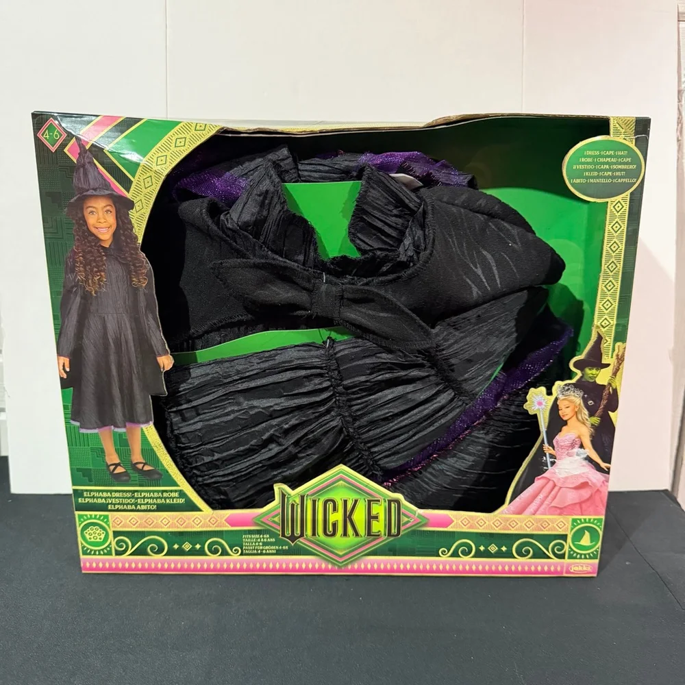 Universal's Wicked Deluxe Elphaba Black Dress Hat SZ 4-6 costume Halloween New